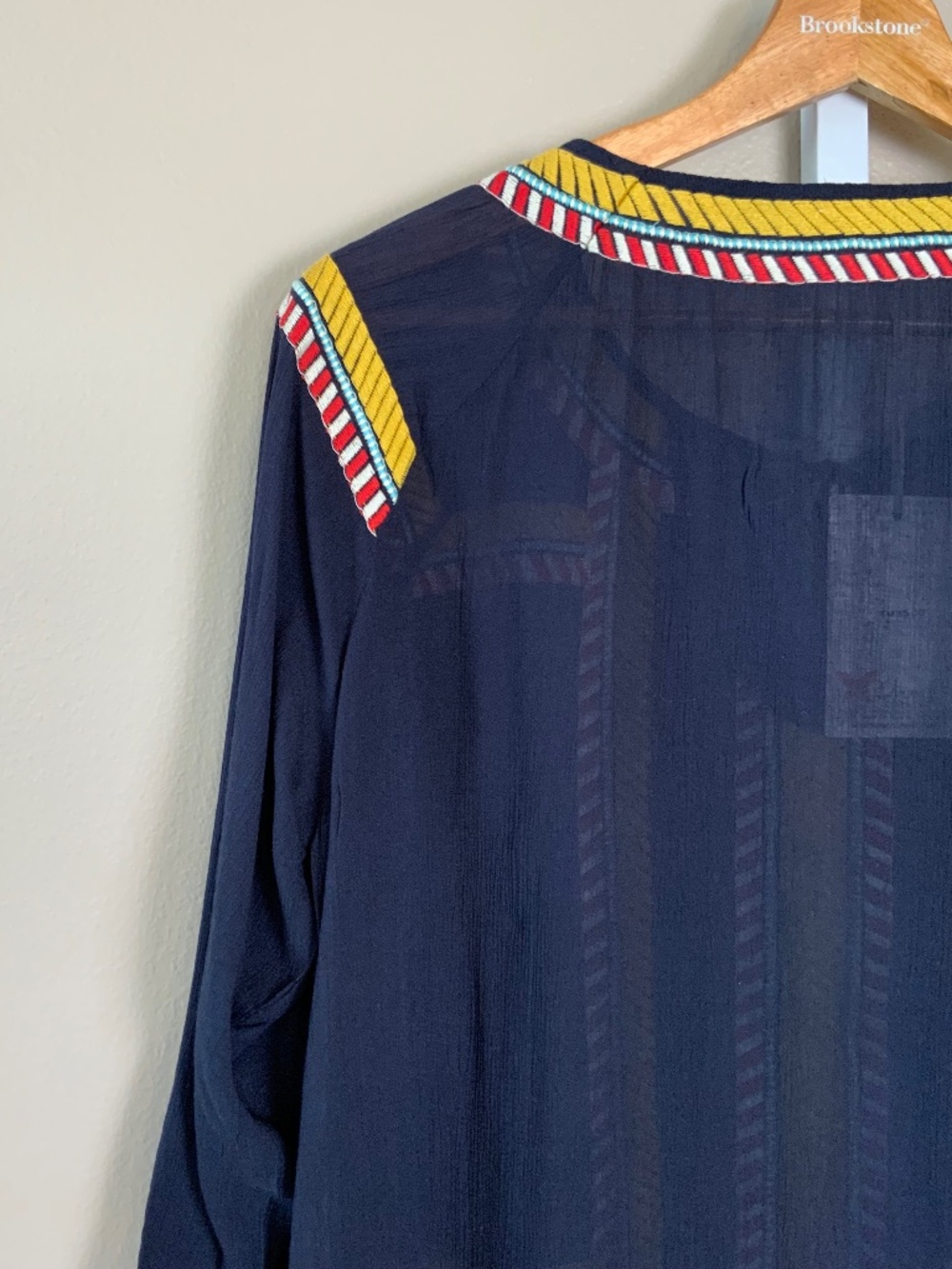THML Embroidered Tassel Tie 3/4 Sleeve Top - Picture 12 of 16